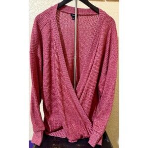 Torrid 3XL Brushed Waffle Knit Top Womens 3X Pink Wrap Long Sleeve